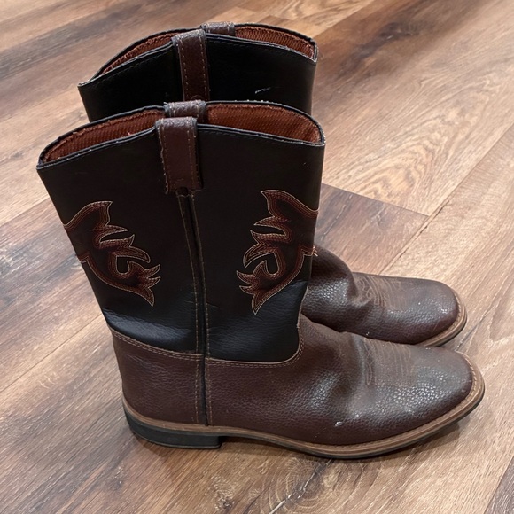 Magellan Outdoors Western Cowboy Brown Black Boots Youth Work Horse Size 5 Boy - Picture 5 of 10